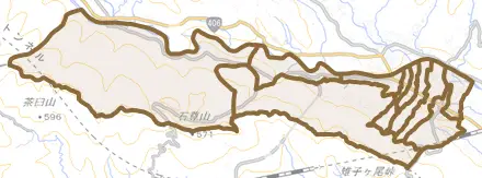 上里見町とその周辺の地図。町の範囲を重ねている