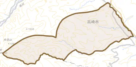 倉渕町岩氷とその周辺の地図。町の範囲を重ねている