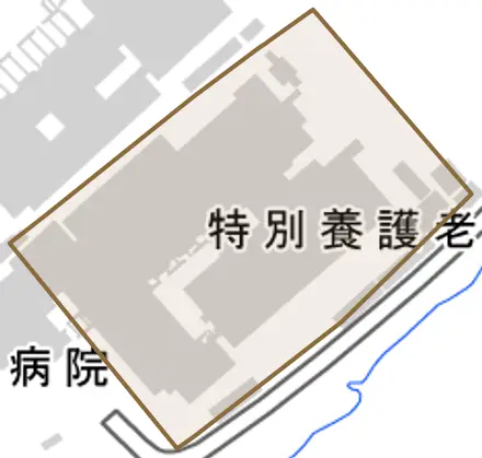 大字下筒賀とその周辺の地図。町の範囲を重ねている
