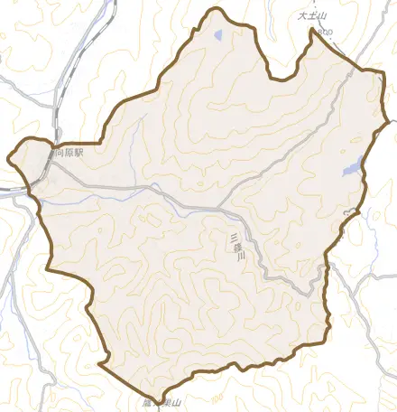 向原町坂とその周辺の地図。町の範囲を重ねている