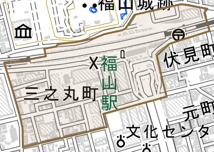 三之丸町とその周辺の地図。町の範囲を重ねている