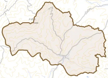 玖島とその周辺の地図。町の範囲を重ねている