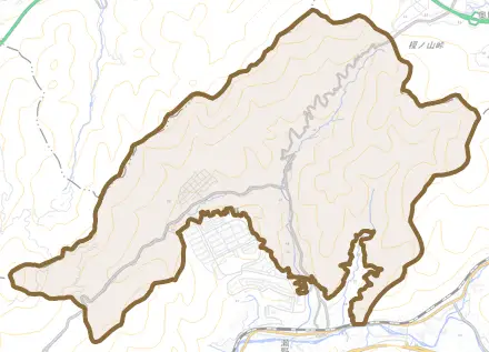 瀬野町とその周辺の地図。町の範囲を重ねている