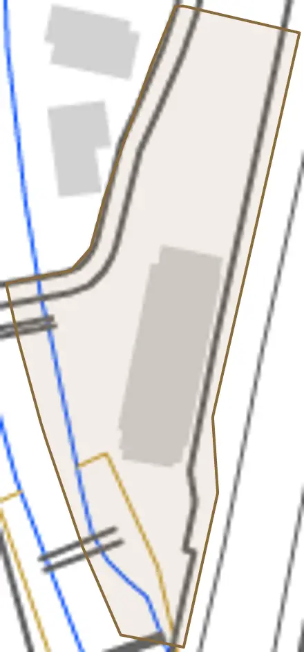 可部町大字下町屋とその周辺の地図。町の範囲を重ねている