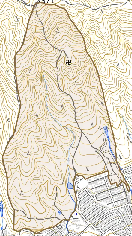 長楽寺町とその周辺の地図。町の範囲を重ねている