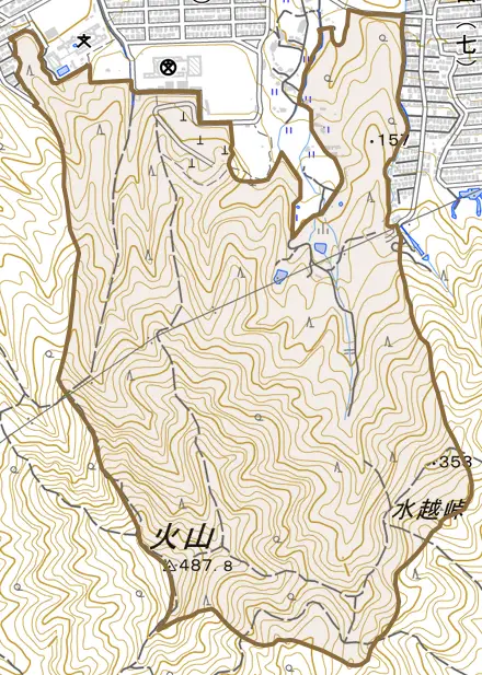 高取南町とその周辺の地図。町の範囲を重ねている
