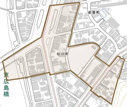 松川町とその周辺の地図。町の範囲を重ねている