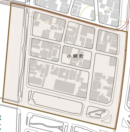 小網町とその周辺の地図。町の範囲を重ねている
