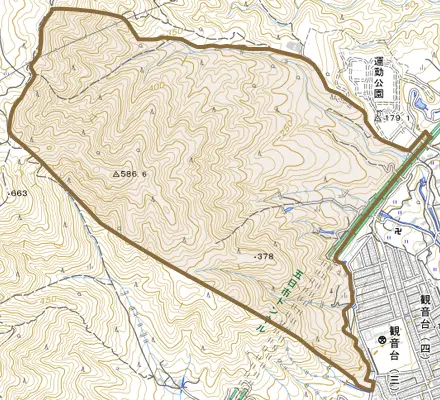 倉重町とその周辺の地図。町の範囲を重ねている