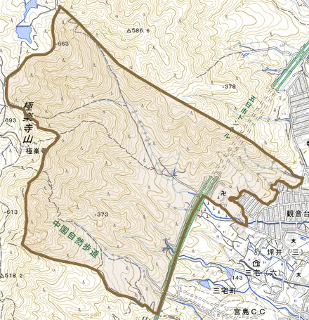 坪井町とその周辺の地図。町の範囲を重ねている