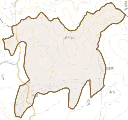 宮迫とその周辺の地図。町の範囲を重ねている