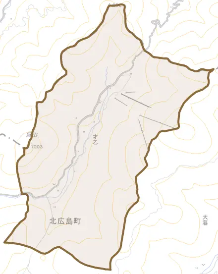 才乙とその周辺の地図。町の範囲を重ねている