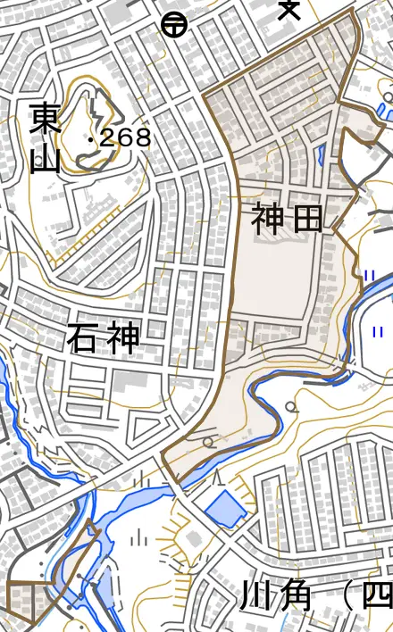 神田とその周辺の地図。町の範囲を重ねている