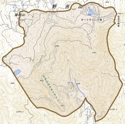 川尻町板休とその周辺の地図。町の範囲を重ねている