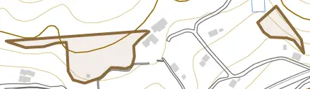 川尻町寺田とその周辺の地図。町の範囲を重ねている