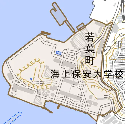 若葉町とその周辺の地図。町の範囲を重ねている