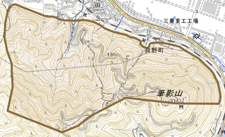 和田町とその周辺の地図。町の範囲を重ねている