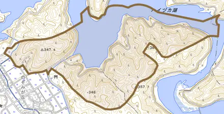 三良坂町棗原とその周辺の地図。町の範囲を重ねている