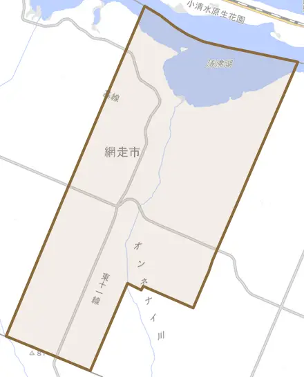 字音根内とその周辺の地図。町の範囲を重ねている