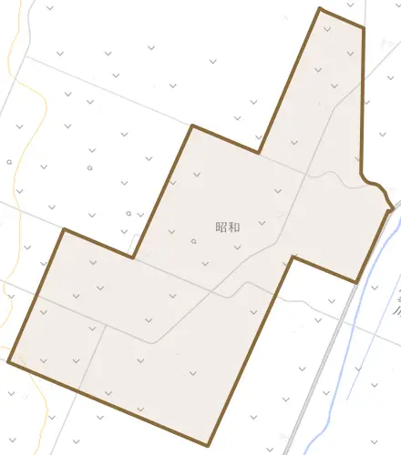 字昭和とその周辺の地図。町の範囲を重ねている