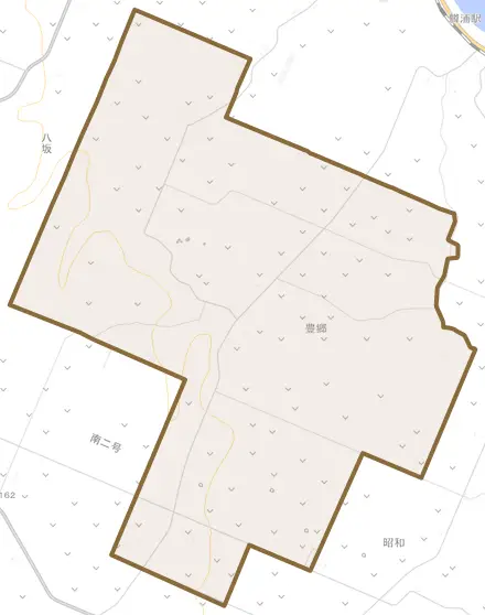 字豊郷とその周辺の地図。町の範囲を重ねている
