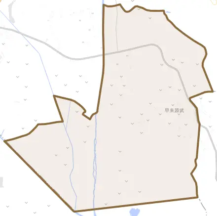 早来源武とその周辺の地図。町の範囲を重ねている