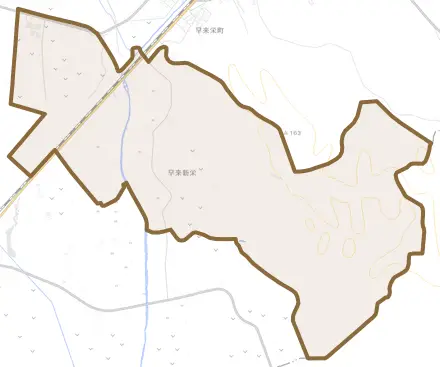 早来新栄とその周辺の地図。町の範囲を重ねている