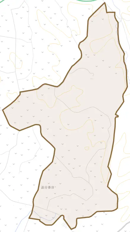 追分春日とその周辺の地図。町の範囲を重ねている
