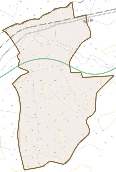 追分向陽とその周辺の地図。町の範囲を重ねている