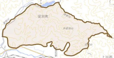字伏古とその周辺の地図。町の範囲を重ねている