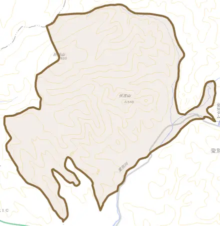 字協和とその周辺の地図。町の範囲を重ねている