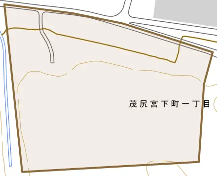 茂尻宮下町とその周辺の地図。町の範囲を重ねている
