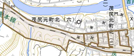 茂尻元町南とその周辺の地図。町の範囲を重ねている