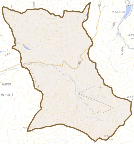 字常盤とその周辺の地図。町の範囲を重ねている