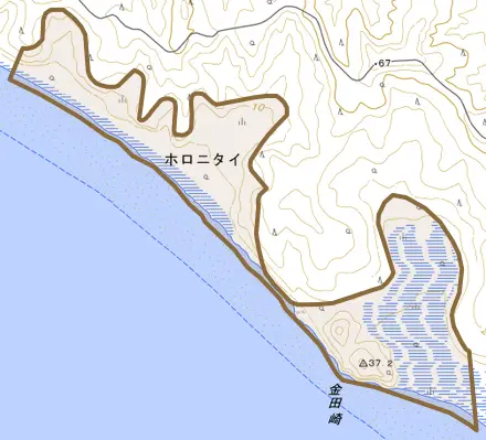 ホロニタイとその周辺の地図。町の範囲を重ねている