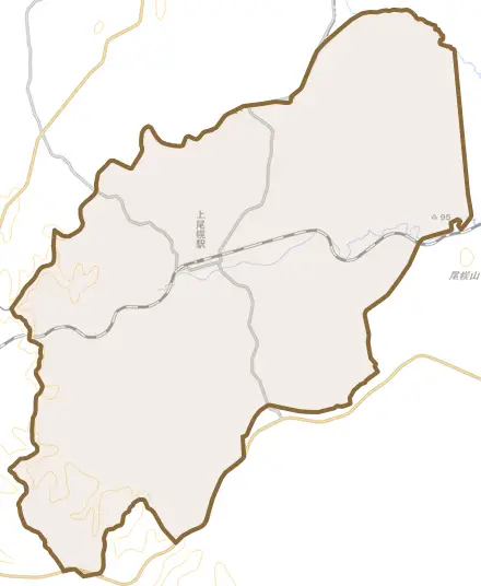 上尾幌とその周辺の地図。町の範囲を重ねている