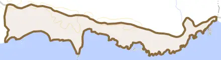 末広とその周辺の地図。町の範囲を重ねている