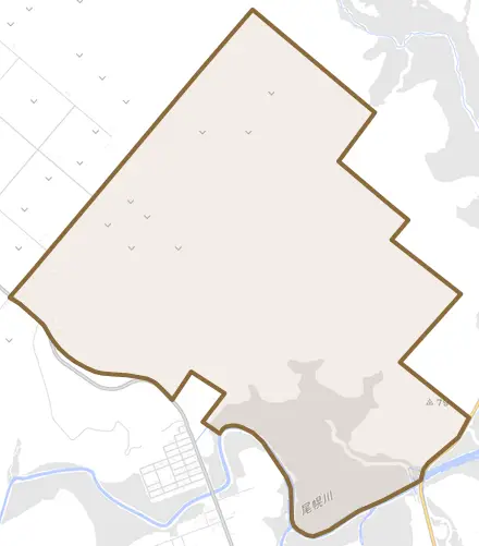 太田東とその周辺の地図。町の範囲を重ねている