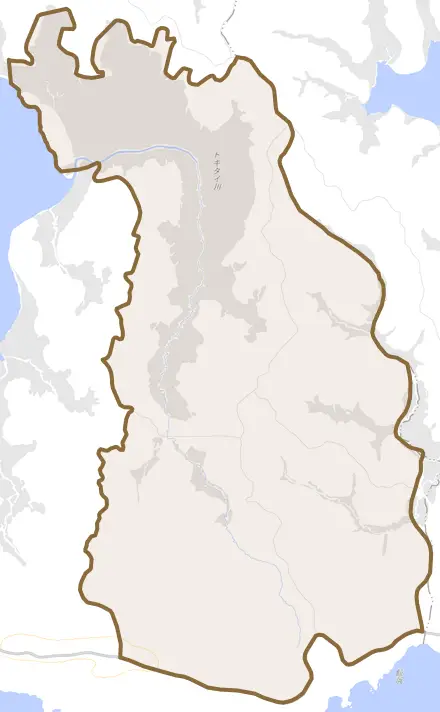 登喜岱とその周辺の地図。町の範囲を重ねている