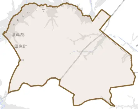 若松とその周辺の地図。町の範囲を重ねている