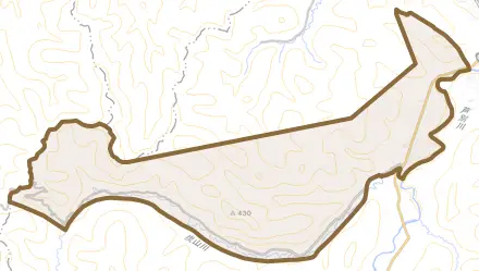 西芦別町とその周辺の地図。町の範囲を重ねている
