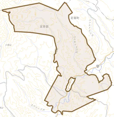上利別とその周辺の地図。町の範囲を重ねている