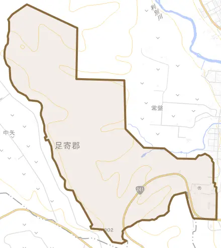 里見が丘とその周辺の地図。町の範囲を重ねている