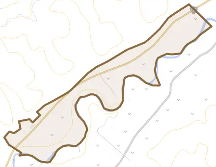 新町とその周辺の地図。町の範囲を重ねている