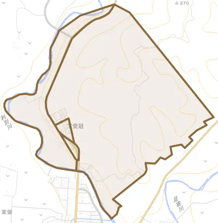 下愛冠とその周辺の地図。町の範囲を重ねている
