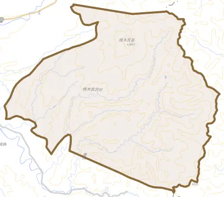 字須賀とその周辺の地図。町の範囲を重ねている