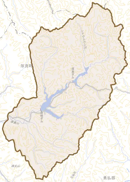 字幌内とその周辺の地図。町の範囲を重ねている