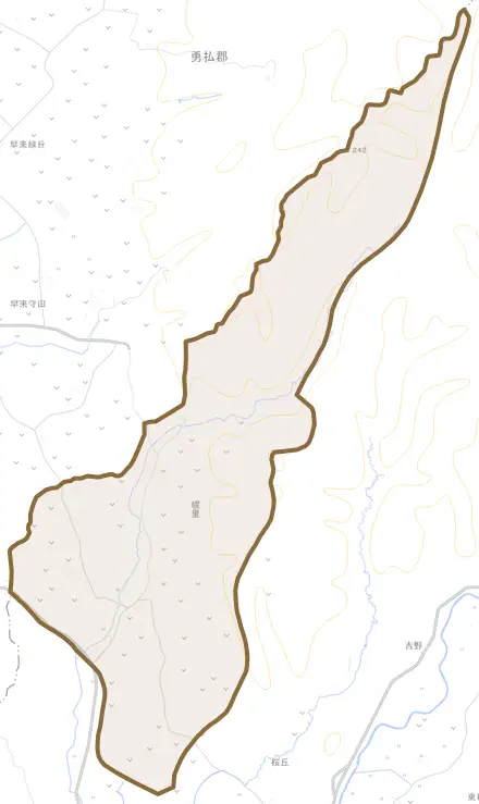 字幌里とその周辺の地図。町の範囲を重ねている