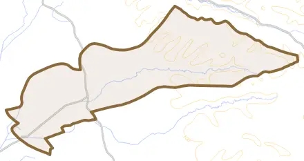 字軽舞とその周辺の地図。町の範囲を重ねている