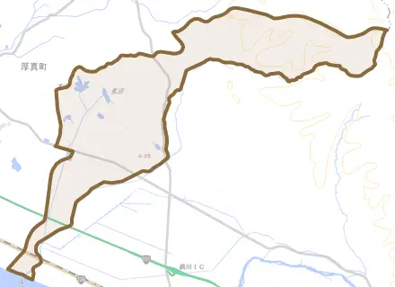 字鹿沼とその周辺の地図。町の範囲を重ねている